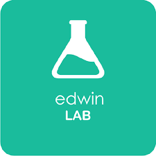 Edwin Lab logo: a white laboratory flask on teal